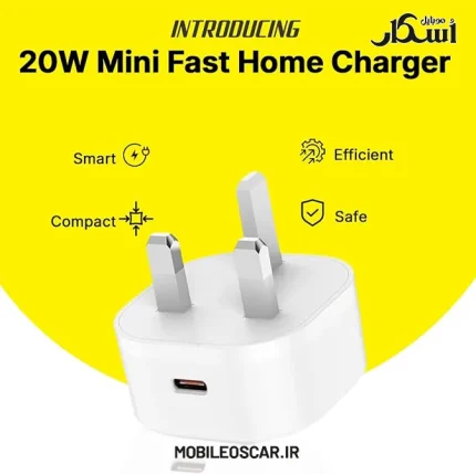 آداپتور مینی ۲۰ وات بودی مدل AC366UTTW + کابل تایپ سی